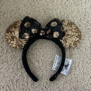 Disney Parks Black and Gold Polka Dot Ear Headband